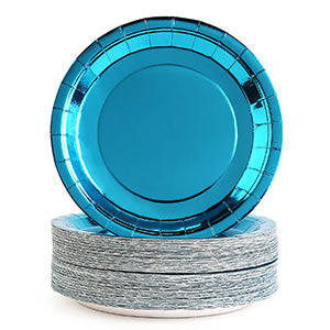 Metallic Blue Paper Plates 9 Inches [50 Pack]