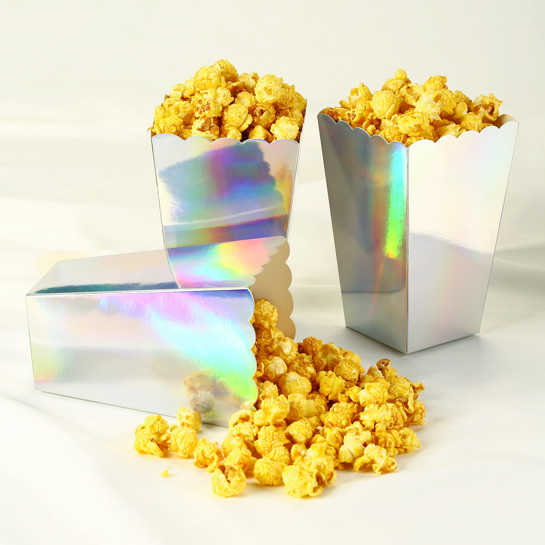 Iridescent Disposable Popcorn Boxes - 6.3 Inches