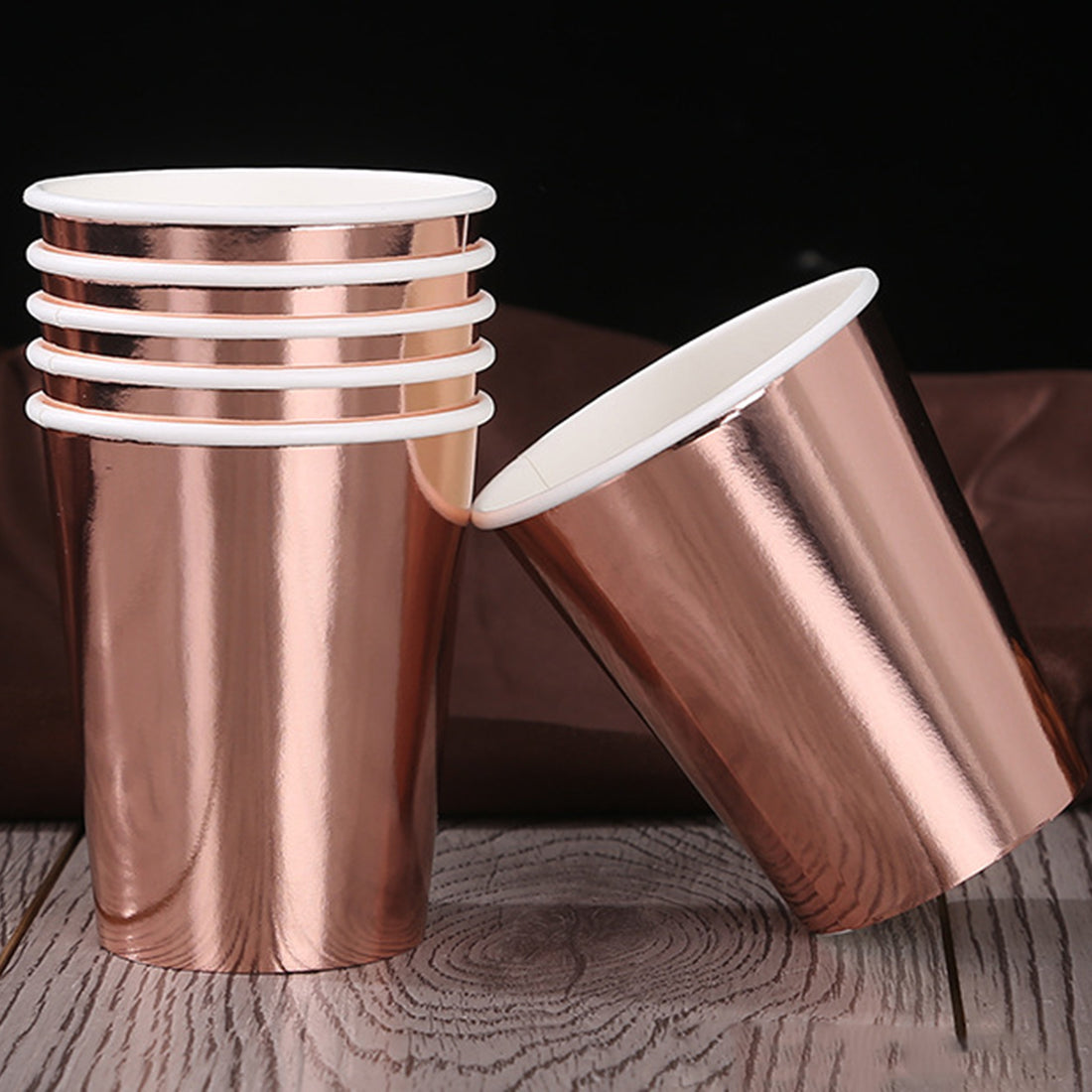 Rose Gold Paper Cups 9 oz [50 pack] Disposable Cups