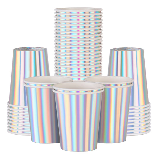 Iridescent Paper Cups 9oz [50 pack] Disposable Cups