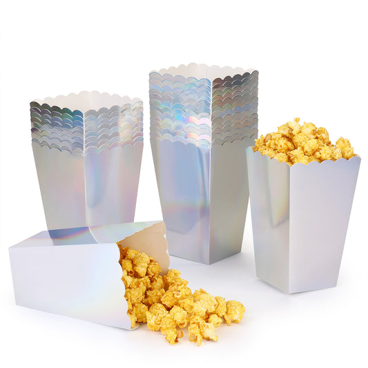 Iridescent Disposable Popcorn Boxes 6.3 Inches Pack of 12