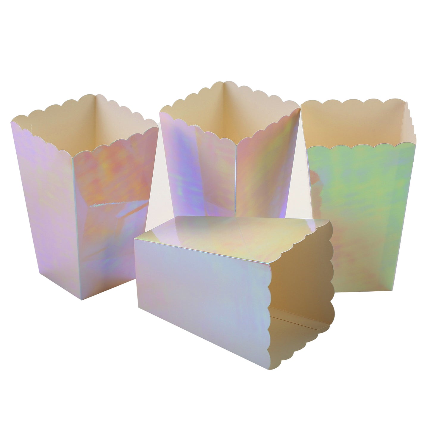 Pink Iridescent Disposable Popcorn Boxes 6.3 Inches Pack of 12