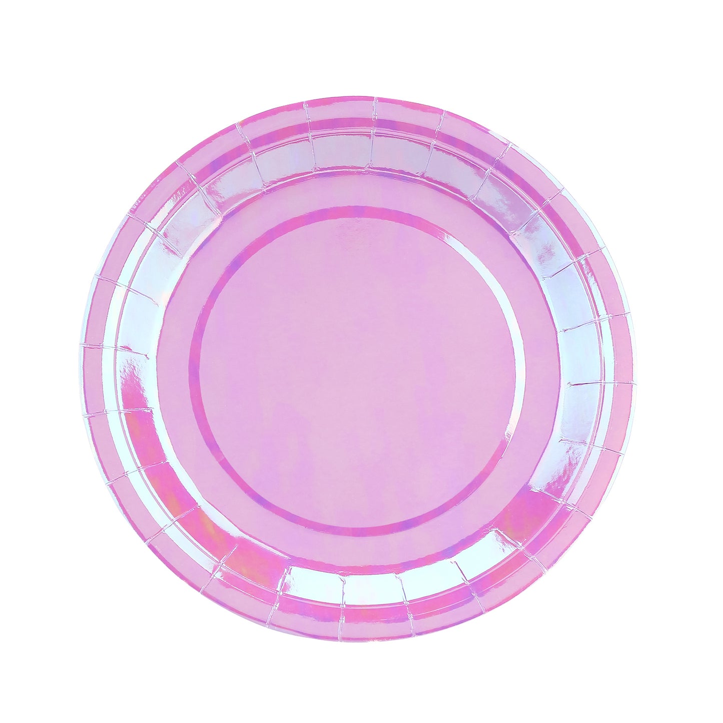 Iridescent Purple Paper Plates 9 Inches [50 pack] Disposable Rainbow Paper Plates