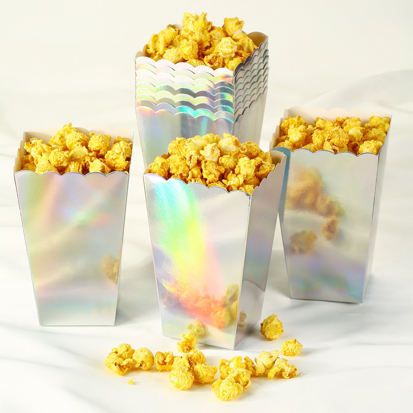 Iridescent Disposable Popcorn Boxes 6.3 Inches Pack of 12