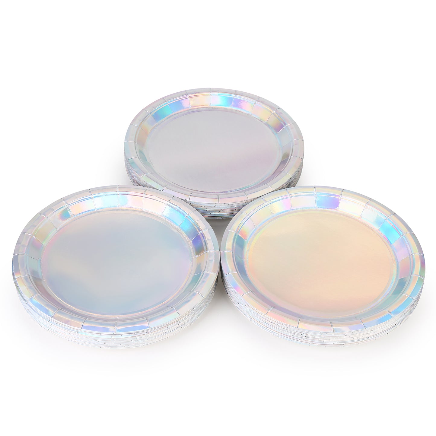 Iridescent Paper Plates 9 Inches [50 pack] Round Disposable Dinner Paper Plates