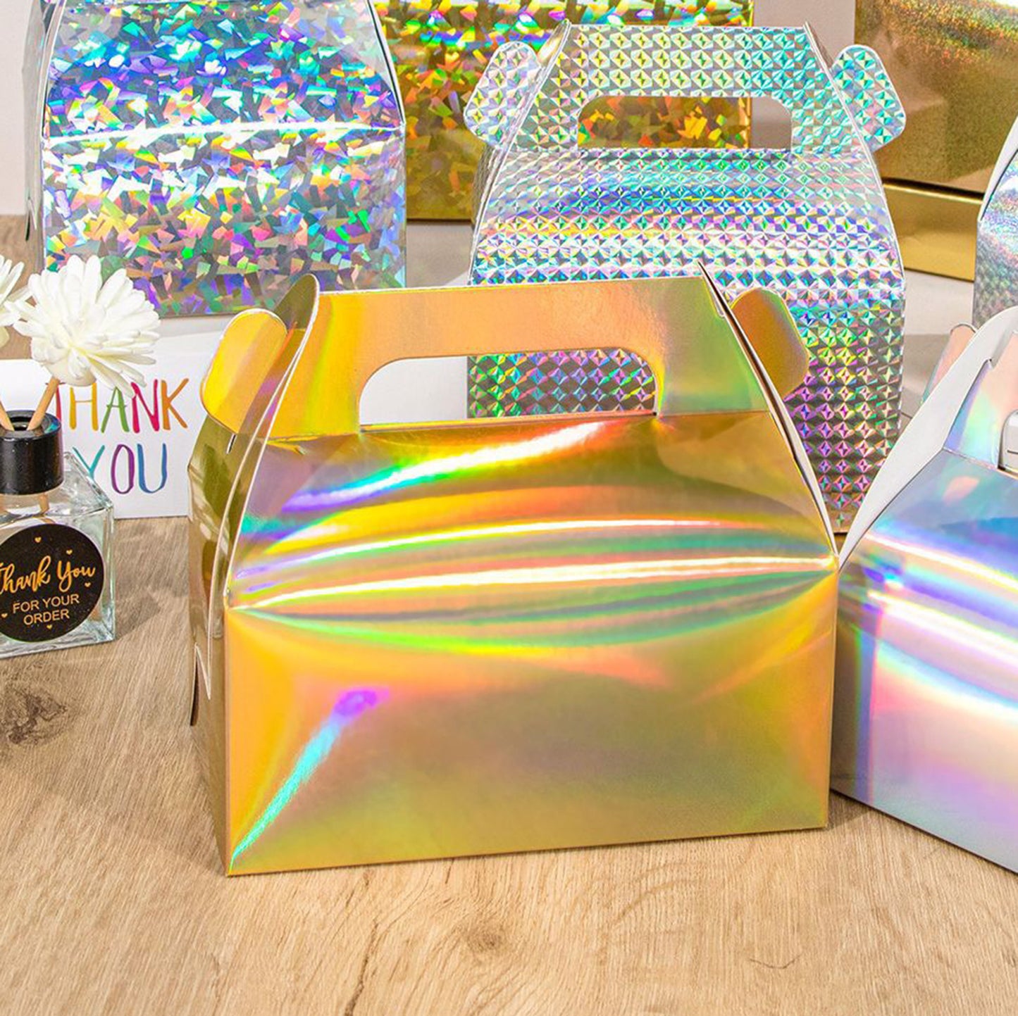 iridescent gold party favor treat boxes Pack of 12