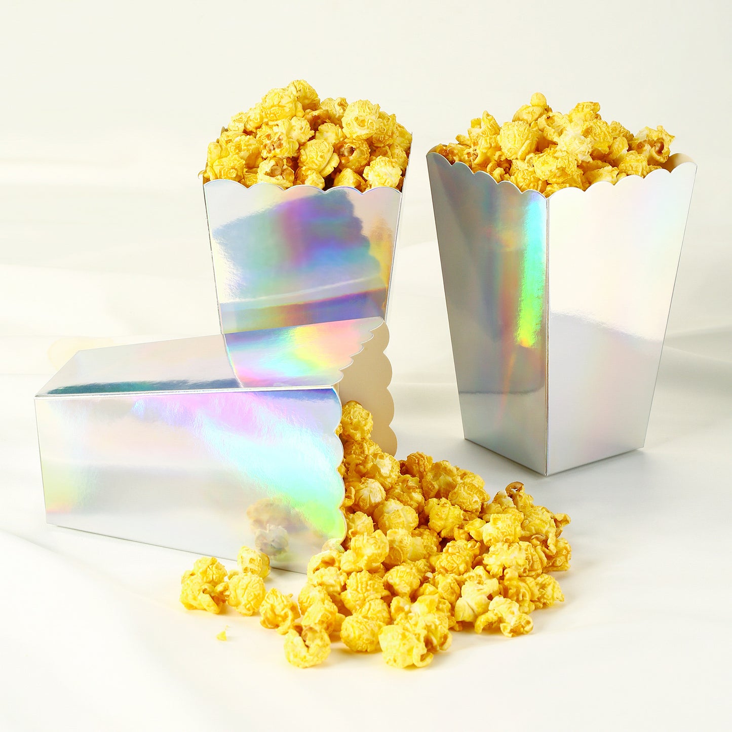 Iridescent Disposable Popcorn Boxes 6.3 Inches Pack of 12