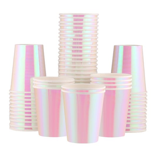 Pink Paper Cups 9oz [38 pack] Disposable Party Cups