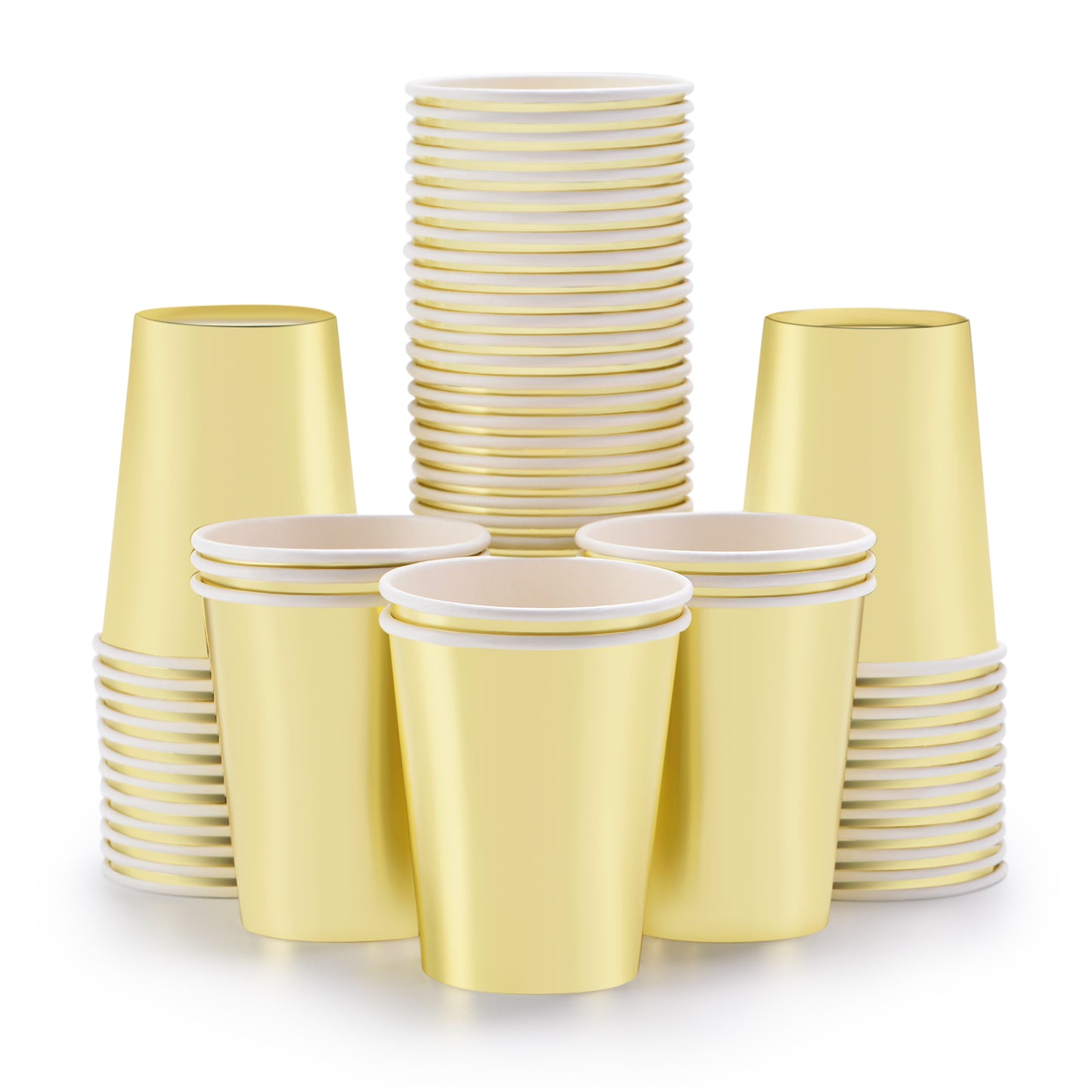 Gold Paper Cups 9 oz [50 pack] Disposable Cups