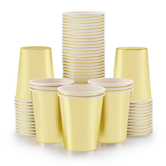 Gold Paper Cups 9 oz [50 pack] Disposable Cups