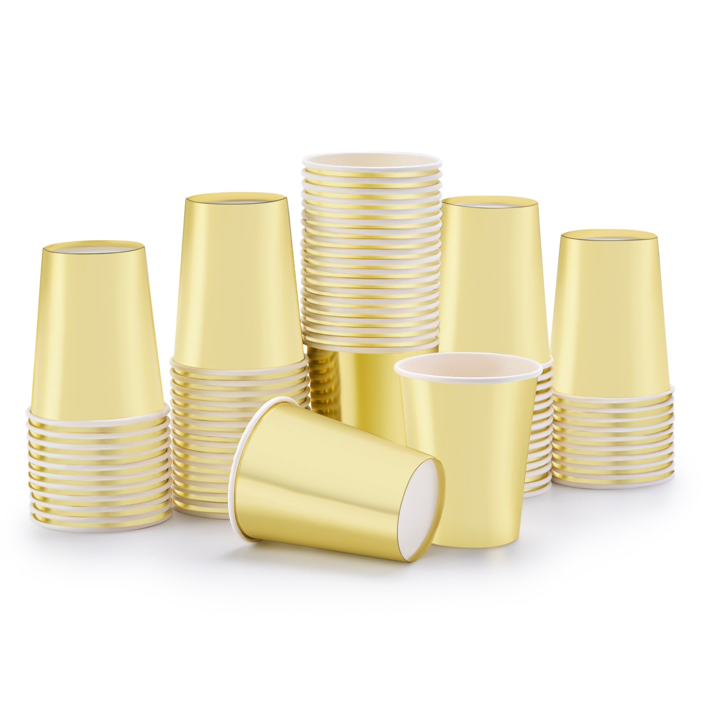 Gold Paper Cups 9 oz [50 pack] Disposable Cups