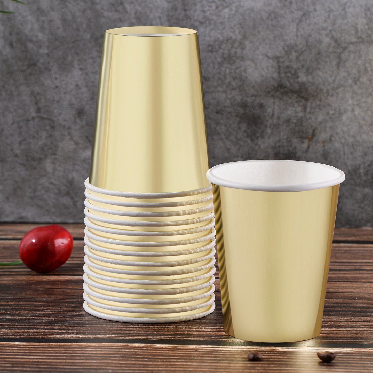 Gold Paper Cups 9 oz [50 pack] Disposable Cups