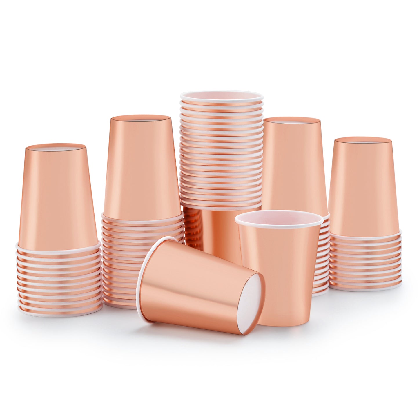 Rose Gold Paper Cups 9 oz [50 pack] Disposable Cups