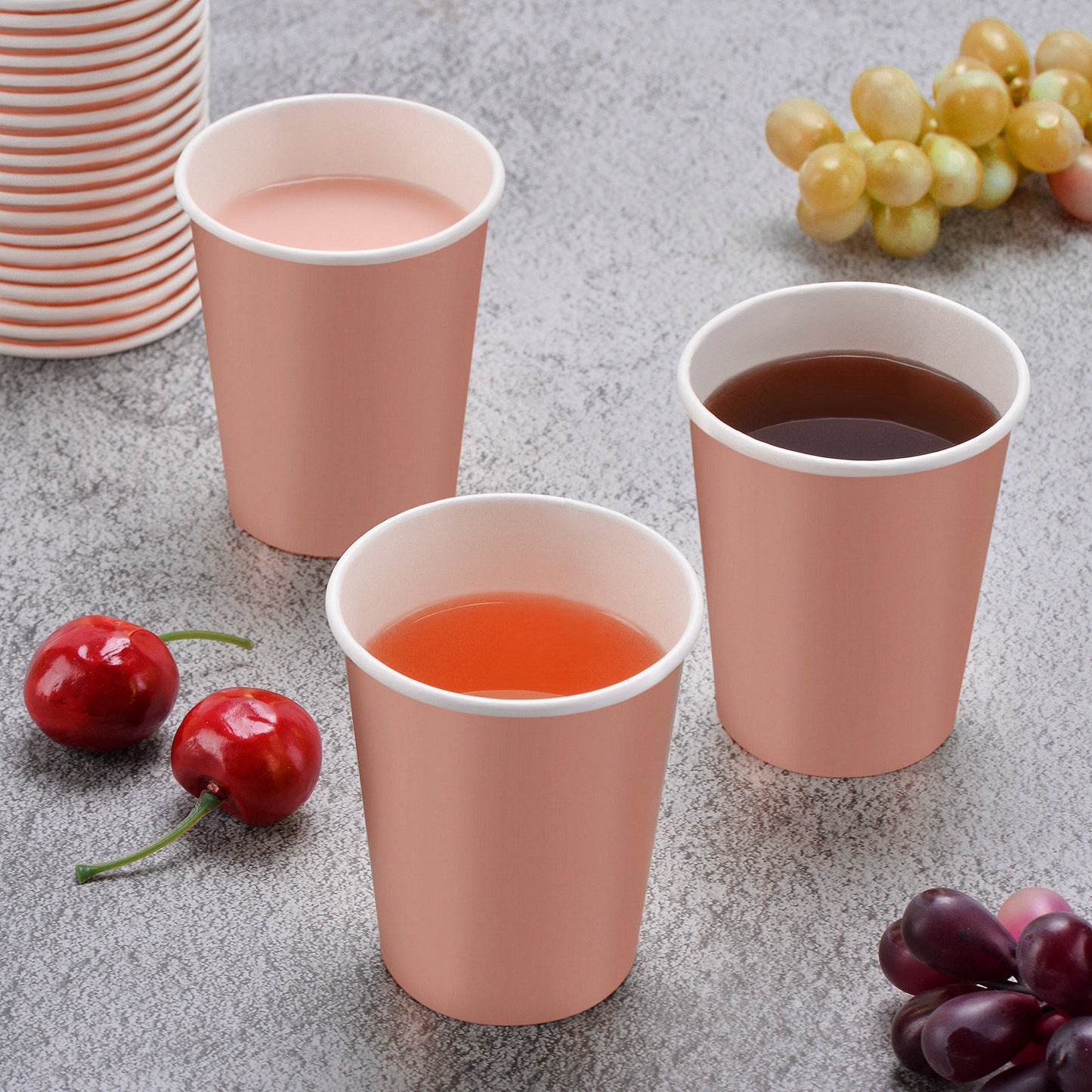 Rose Gold Paper Cups 9 oz [50 pack] Disposable Cups